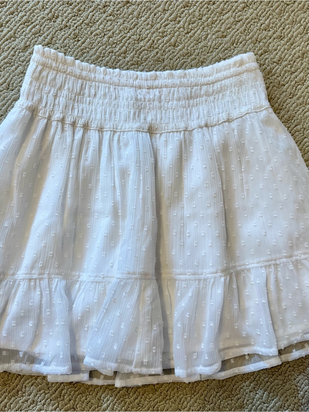 abercrombie kids White Swiss-Dot Ruffle Mini Skirt